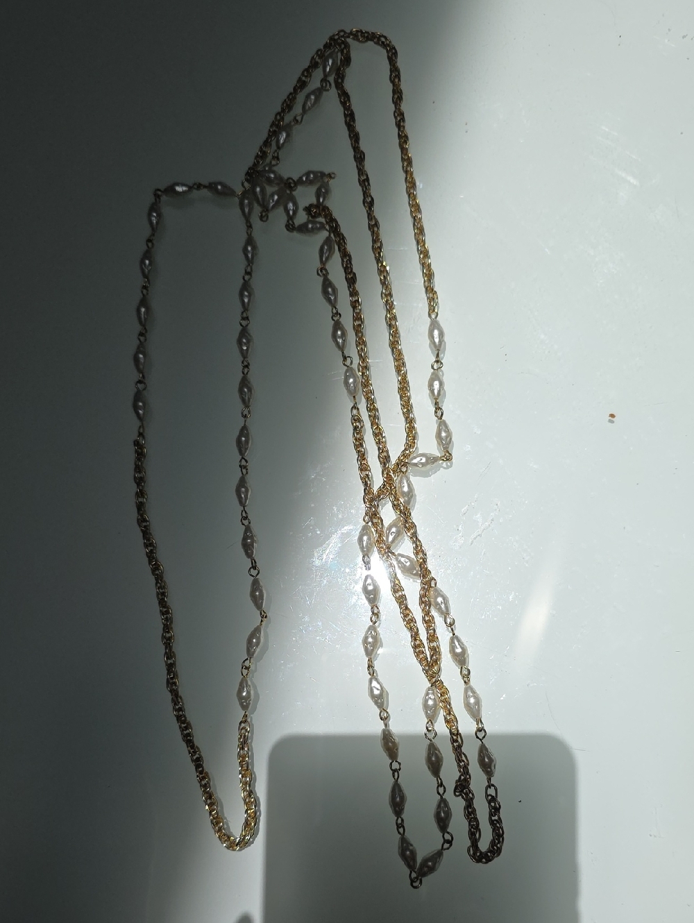 Two-Tone Gold & Pearl Twist Link Necklace – Versatile Women's Jewelry